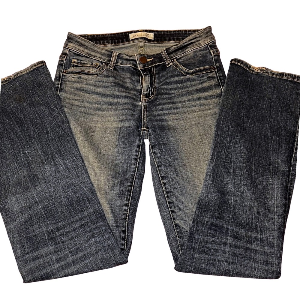 BKE Victoria Mid Rise Bootcut Jeans Dark Wash Distressed 26x33.5 Womens